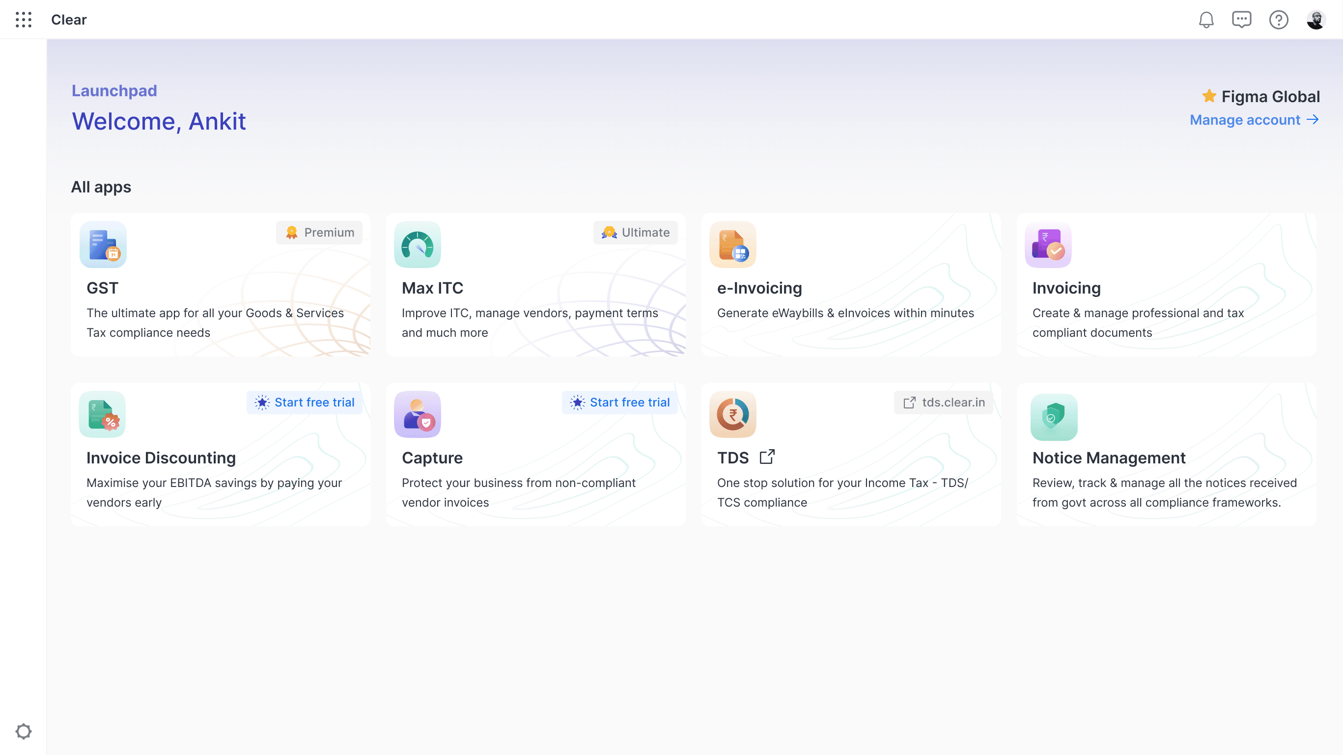 Clear Compliance Cloud landing, before redesign
