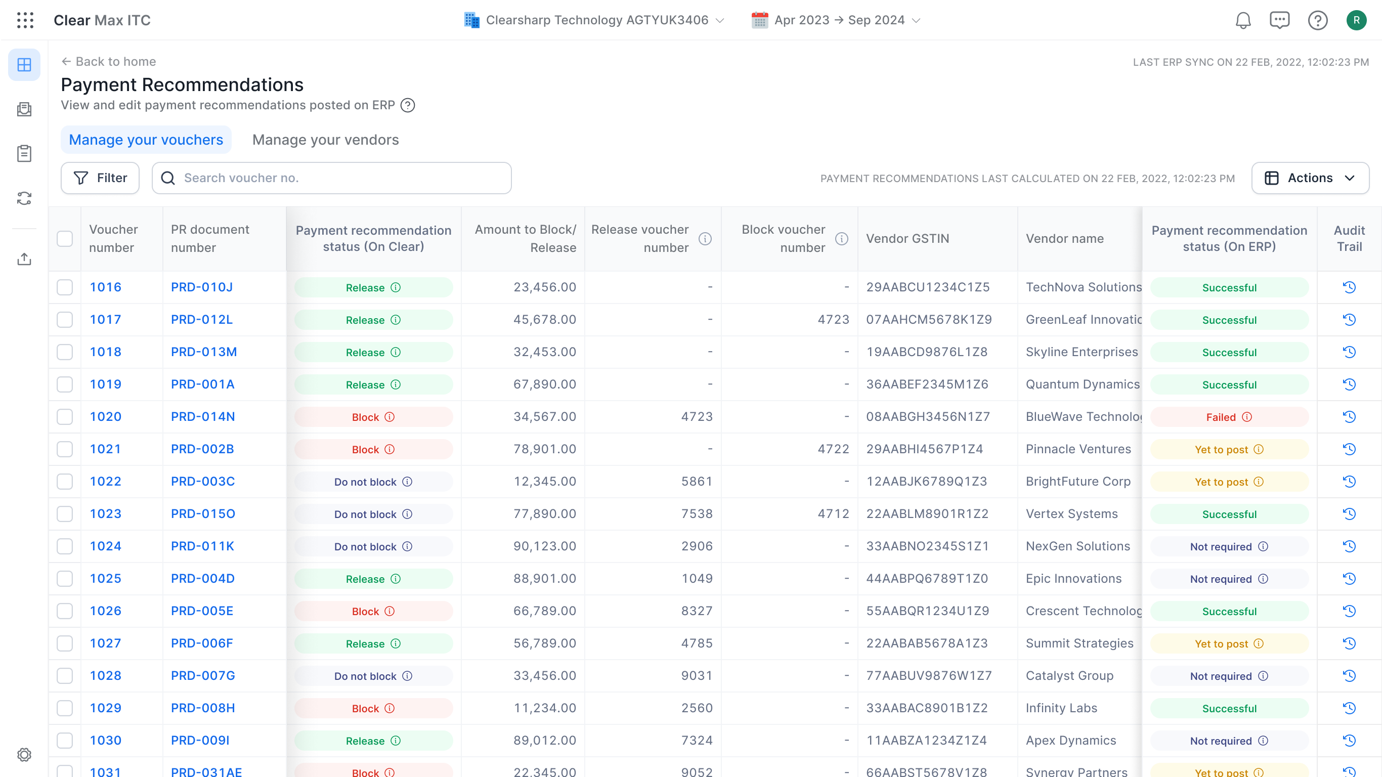 Payment Recommendations